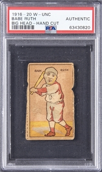 1916-20 W-Unc. "Big Head" Babe Ruth, Hand Cut – PSA Authentic